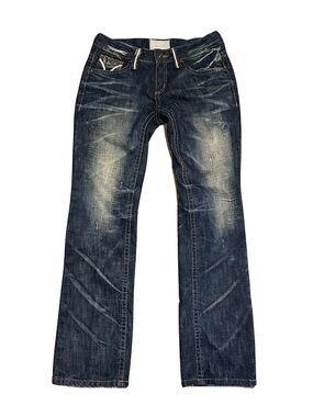 VTG Lolita by Concert Club Y2K Low Rise Bootcut Jeans Distressed Wash Size 27